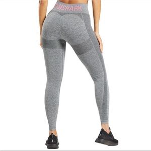 Gymshark Flex High Waisted Leggings - Charcoal Marl/Pink, Size Small